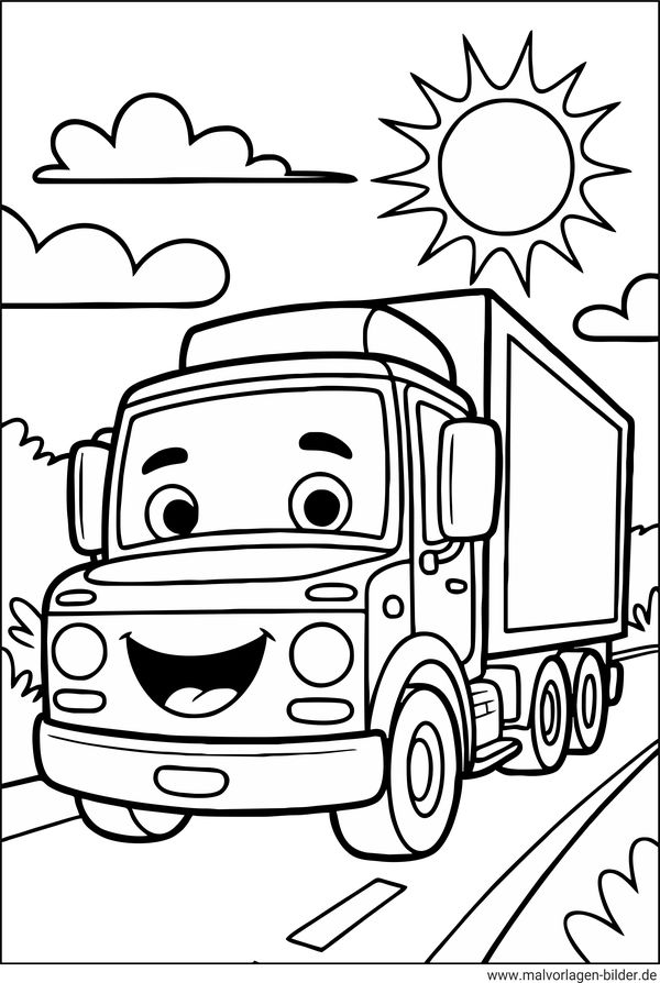 Lustiger LKW Ausmalbild