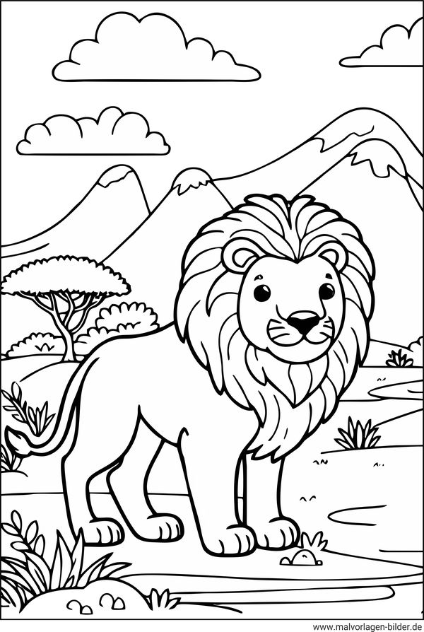 Ausmalbild Löwe Afrika