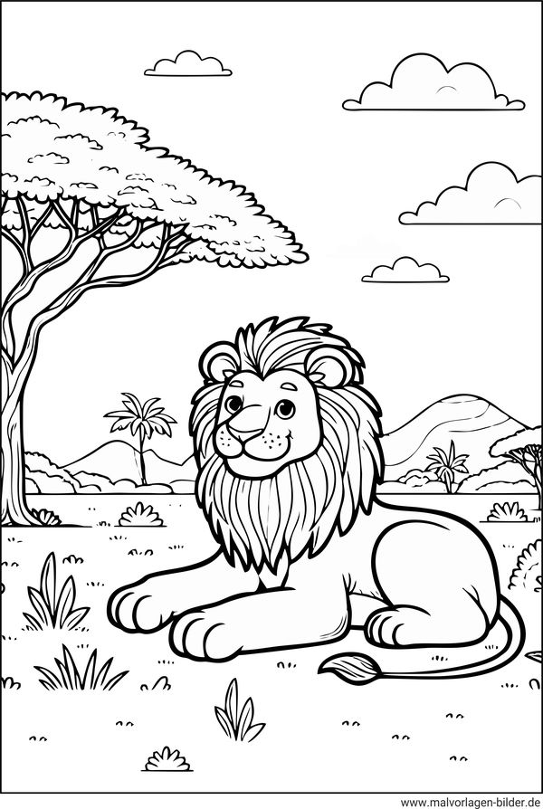 Löwe in Afrika Ausmalbild