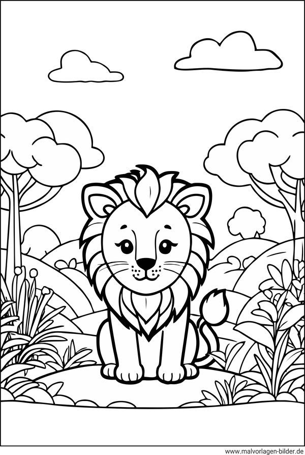 Löwe Malbild für Kinder