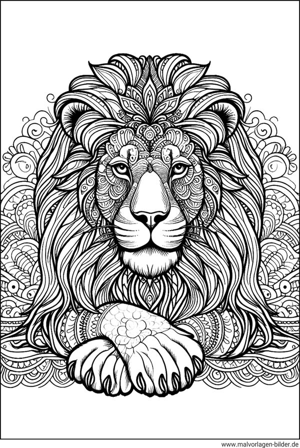 Löwe Mandala-Ausmalbild Erwachsene