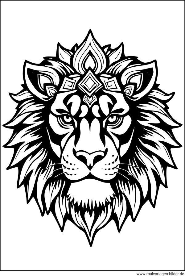 Mystischer Löwenkopf Ausmalbild