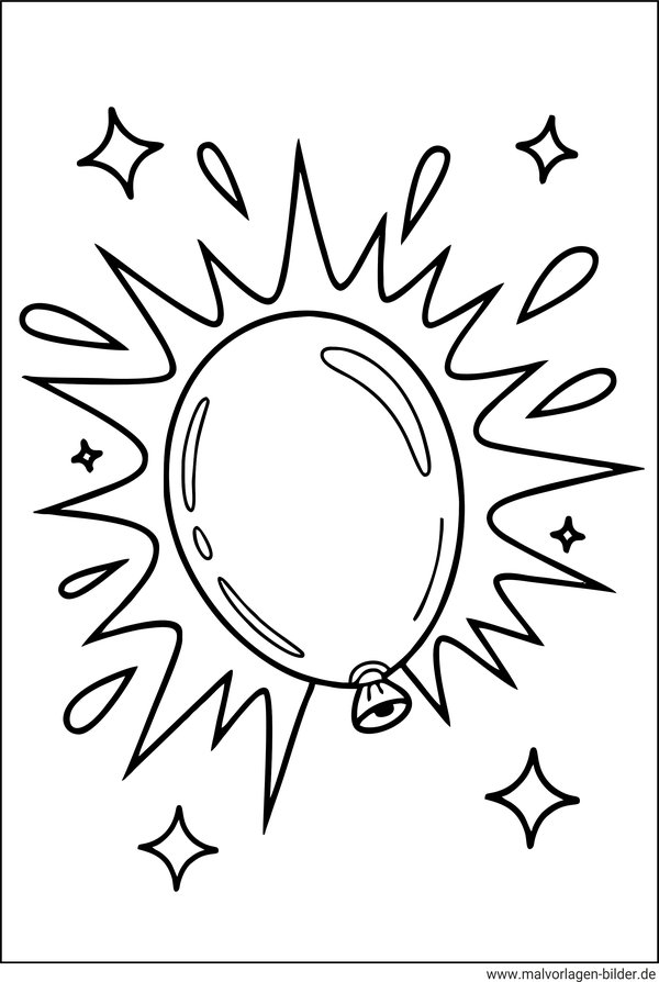 Ausmalbild Luftballon platzt