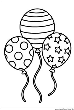 Drei Luftballons mit Mustern Ausmalbild zum Drucken
