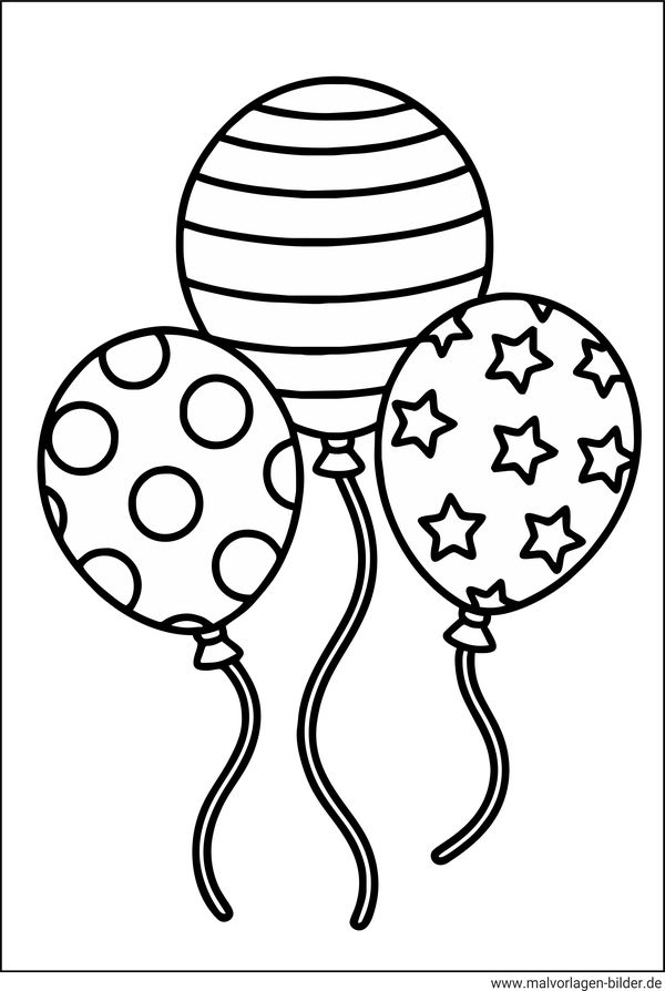 Drei Luftballons zum Ausmalen