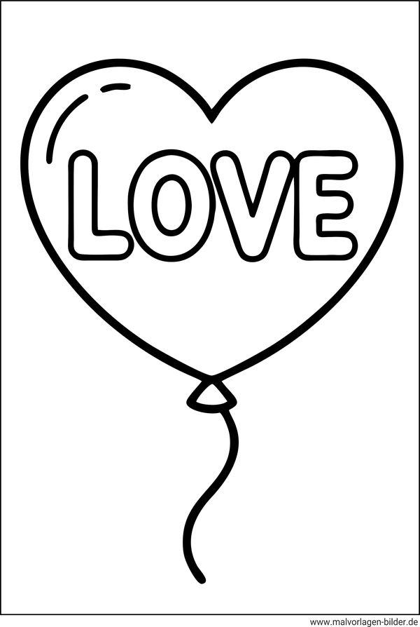 Luftballon love Ausmalbild