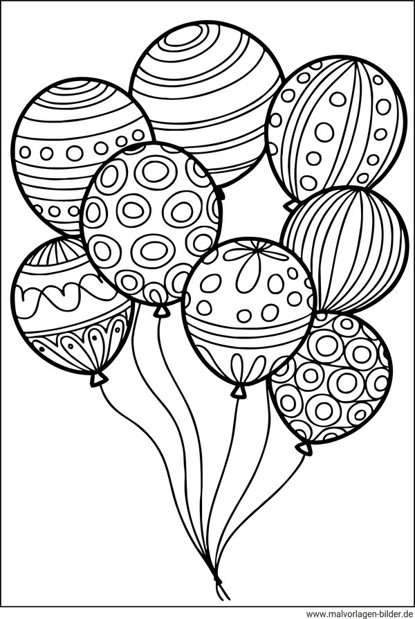 Luftballons mit Muster Malvorlage
