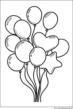 Viele Luftballons Ausmalbild drucken und malen