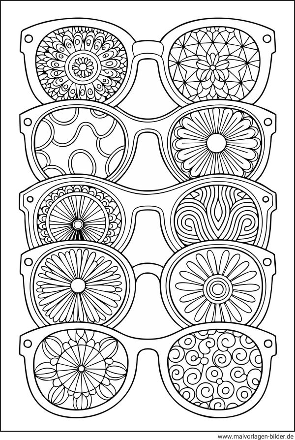 Ausmalbild Sonnenbrille mit Muster