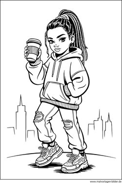 Cooler Teenager Mädchen Ausmalbild