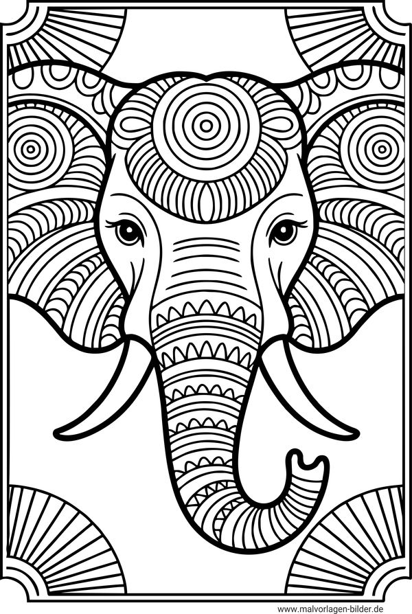 Elefantenkopf Muster Ausmalbild