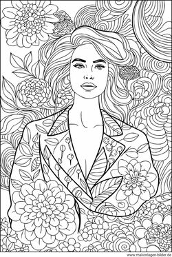 Frau mit Blumen Muster als PDF-Vorlage