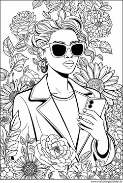 Frau und Blumen Ausmalbild drucken