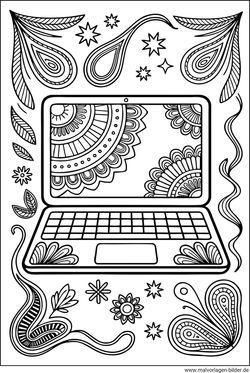 Laptop Muster Ausmalbild für Jugendliche