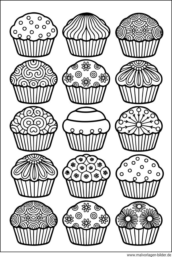 Muffen mit Muster kreatives Ausmalbild
