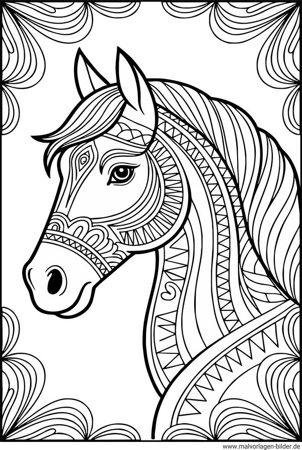 Pferdekopf Muster Ausmalbild