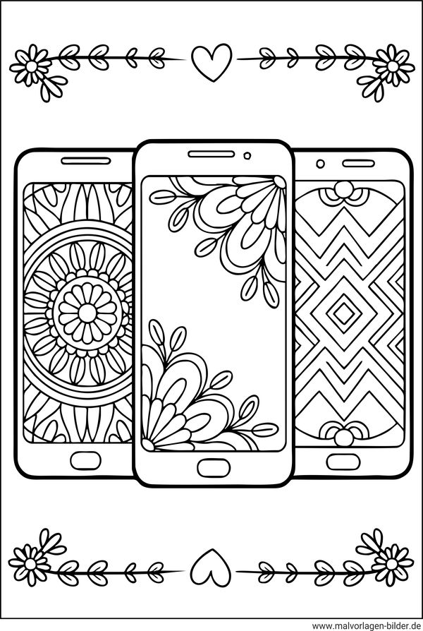 Smartphone Muster Ausmalbild ab 12 Jahren
