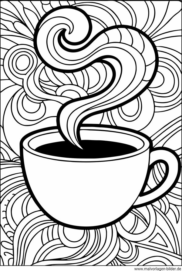 Tasse Kaffee mit Muster Malvorlage