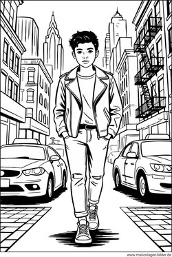 Teenager in der City Ausmalbild