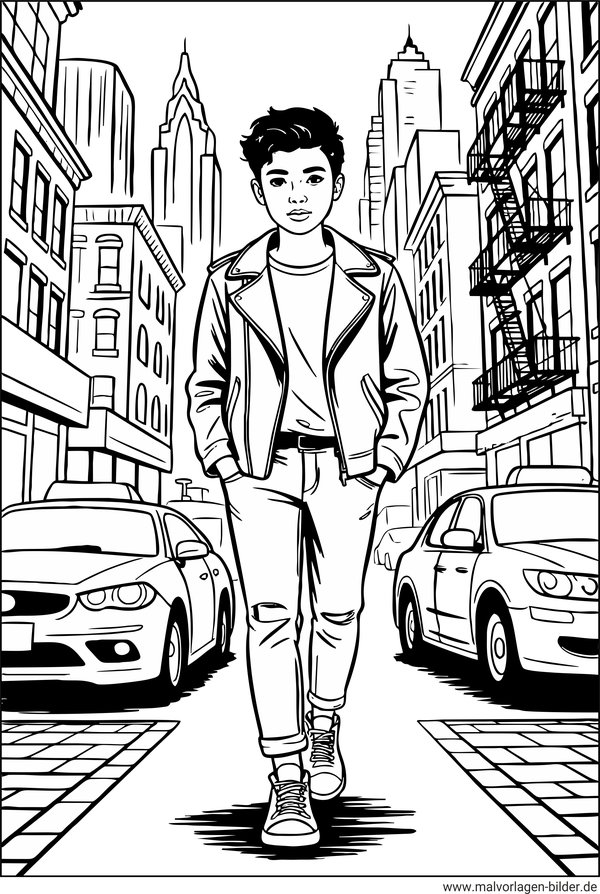 Teenager in New York Ausmalbild