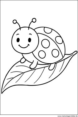 Ausmalbild kleiner Marienkäfer Blatt