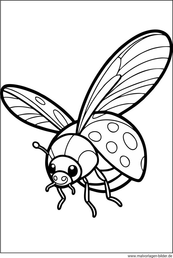 Ausmalbild Marienkäfer-beim Fliegen