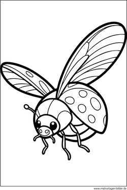Ausmalbild Marienkäfer Flügel fliegt