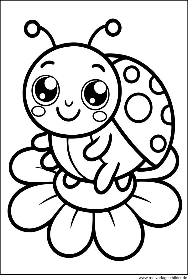 Kawaii Marienkäfer zum Ausdrucken