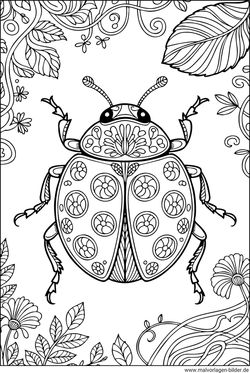 Marienkäfer Ausmalbild Erwachsene zum Ausdrucken