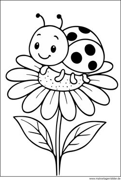 Marienkäfer Blume Malvorlage für Kinder