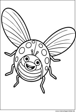 käfer fliegt Malvorlage drucken und malen