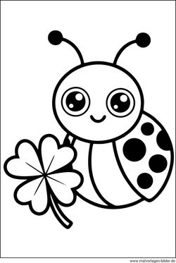 Marienkäfer Kleeblatt Ausmalbild ausdrucken gratis