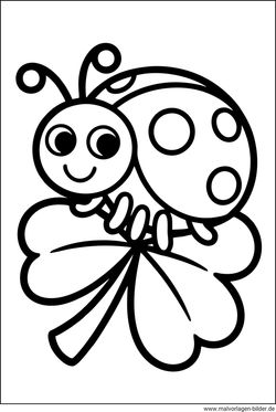 Marienkäfer Kleeblatt Ausmalbild für Kinder ausmalen