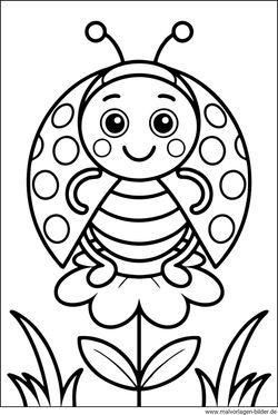 Marienkäfer mit süßem Gesicht Ausmalbild