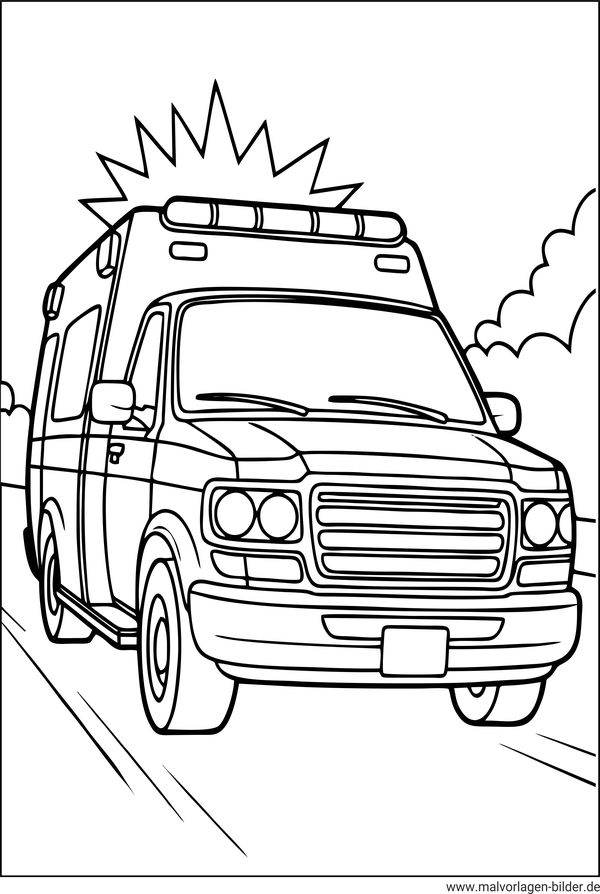 Ausmalbilder Krankenwagen Blaulicht