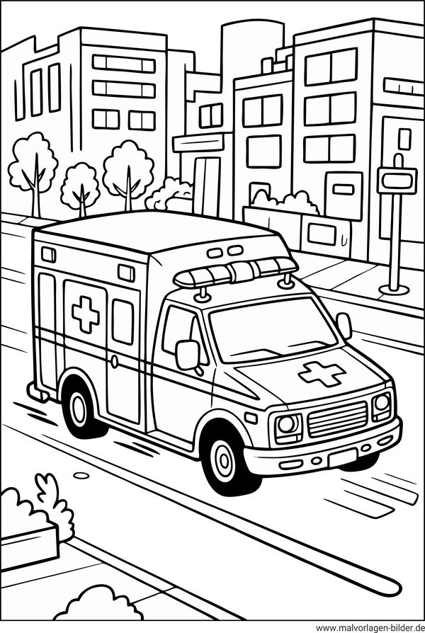 Ausmalbilder Krankenwagen kostenlos