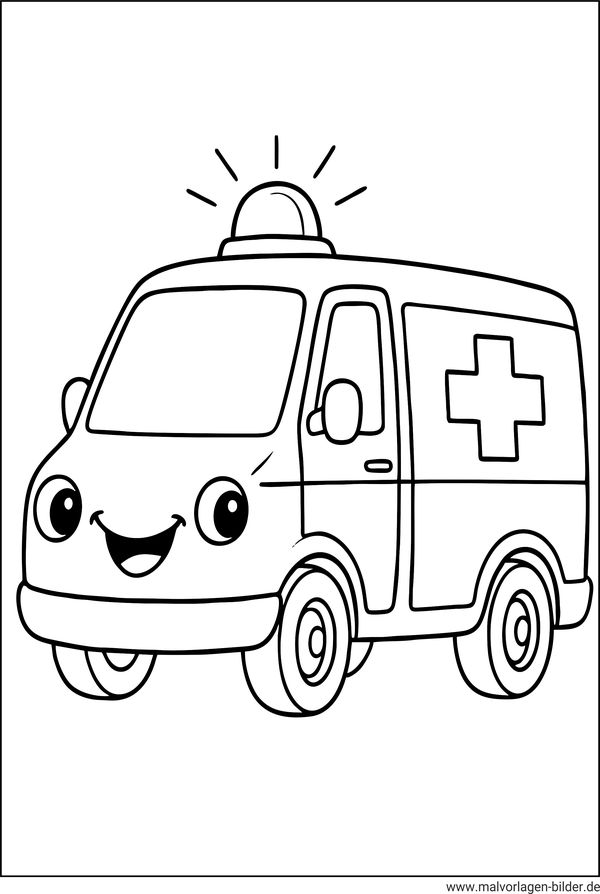 Krankenwagen Ausmalbild einfach