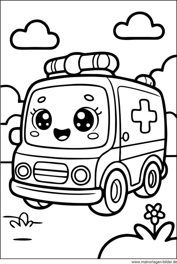 Krankenwagen Ausmalbild für Kinder