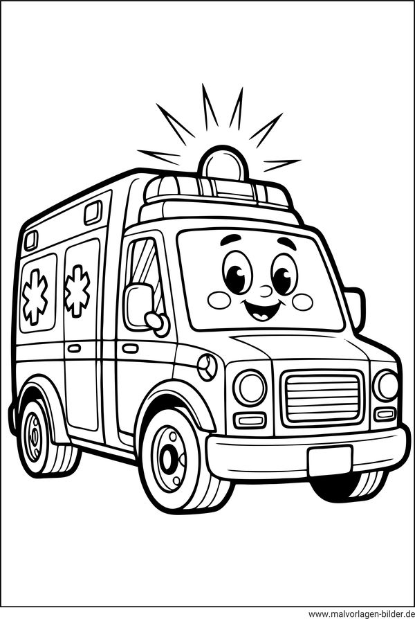 Krankenwagen mit Augen Ausmalbild