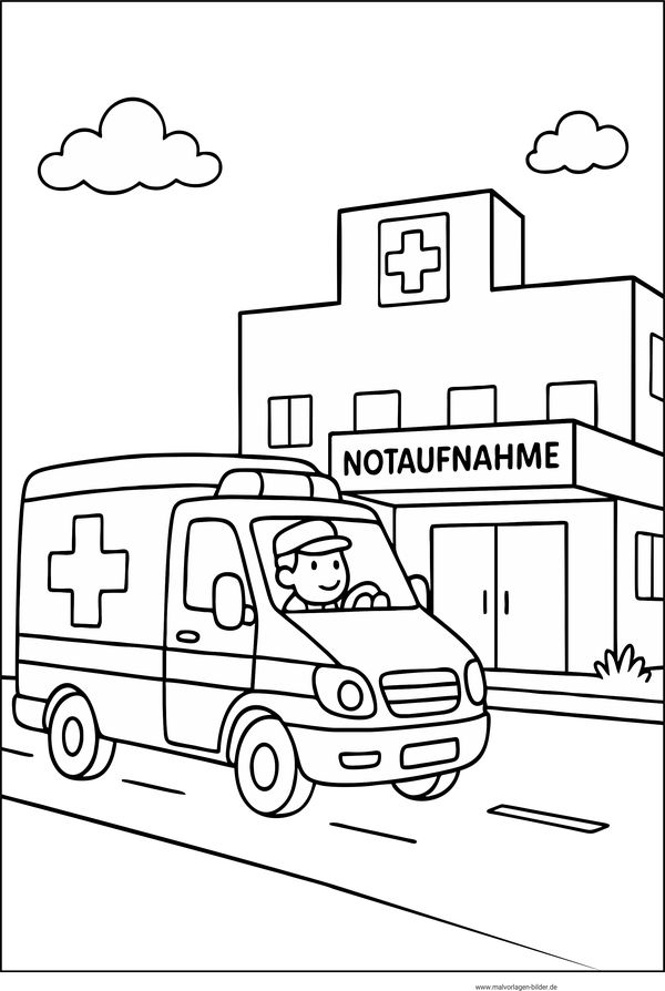 Krankenwagen Notaufnahme Ausmalbild