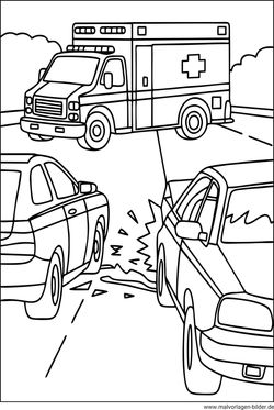 Krankenwagen Unfall Ausmalbild