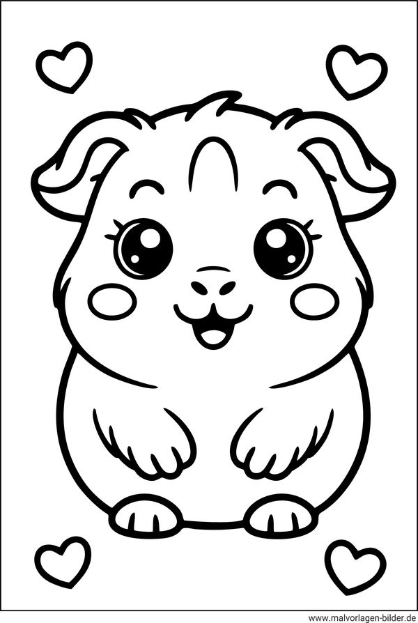 Ausmalbild niedliches Meerschweinchen