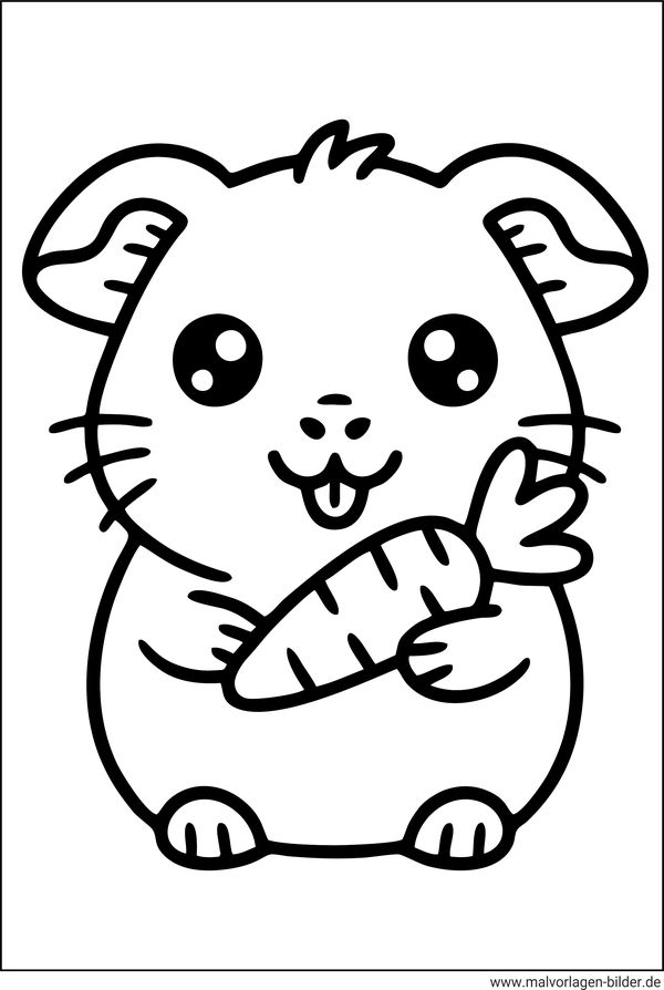 Malvorlage Meerschweinchen mit einer Karotte