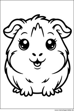 Meerschweinchen Ausmalbild für Kinder bunt anmalen
