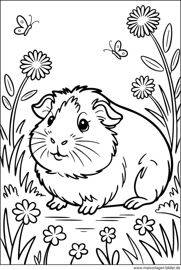 Meerschweinchen in der Natur Ausmalbild