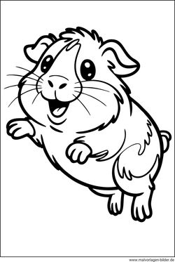 Meerschweinchen hüpft und springt Ausmalbild kostenlos