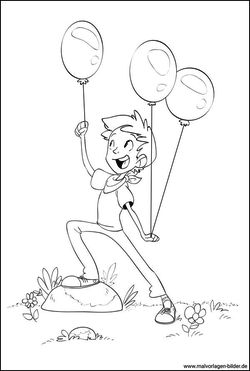 Ausmalbilder Junge hat Spaß mit Luftballons