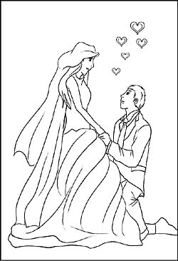 Heiratsantrag als Bildvorlage - Ausmalbild zum Thema Hochzeit