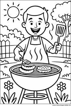Mann beim Grillen Malvorlage