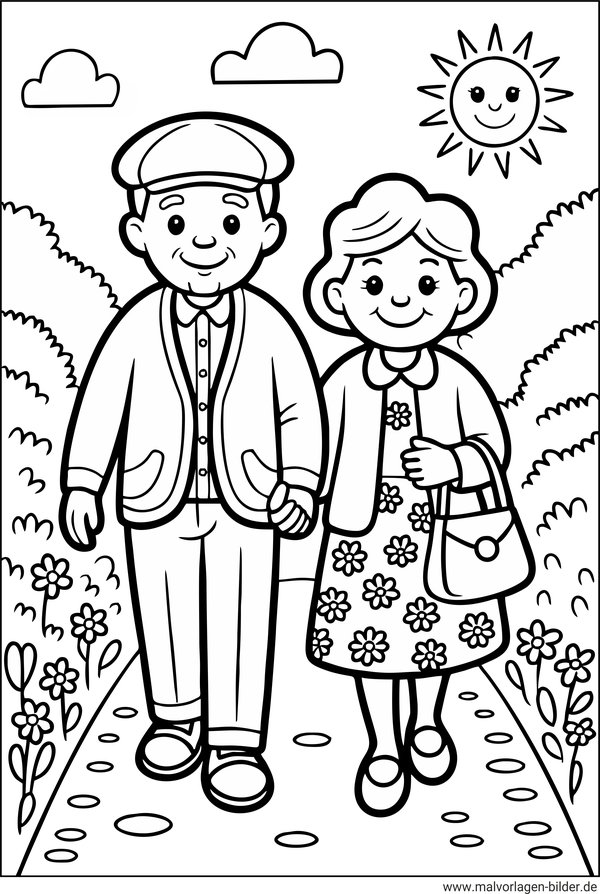 Oma und Opa Ausmalbild